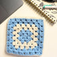Cream & Blue Crochet Zipper Pouch