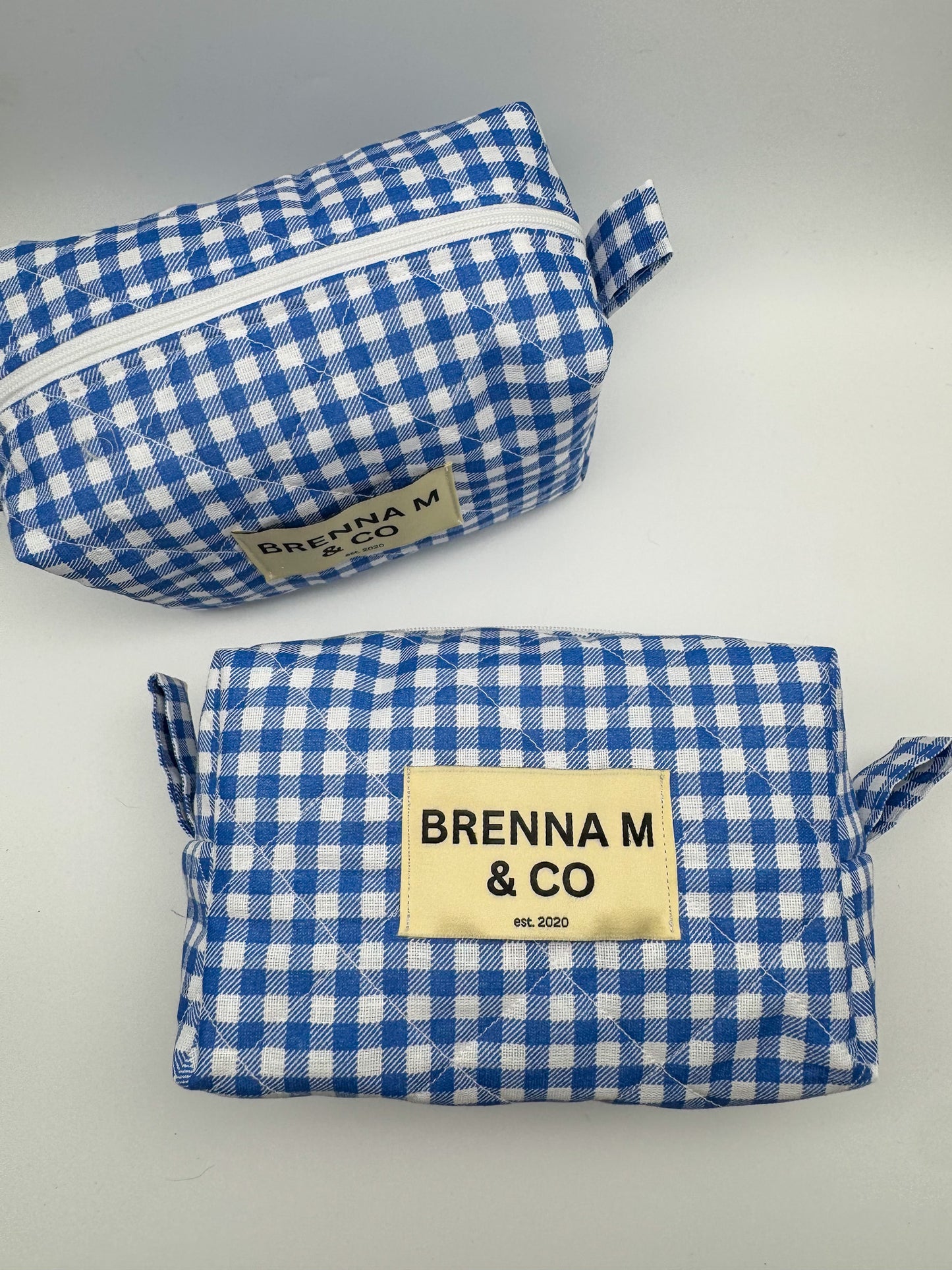 Blue Gingham Quilted Pouch