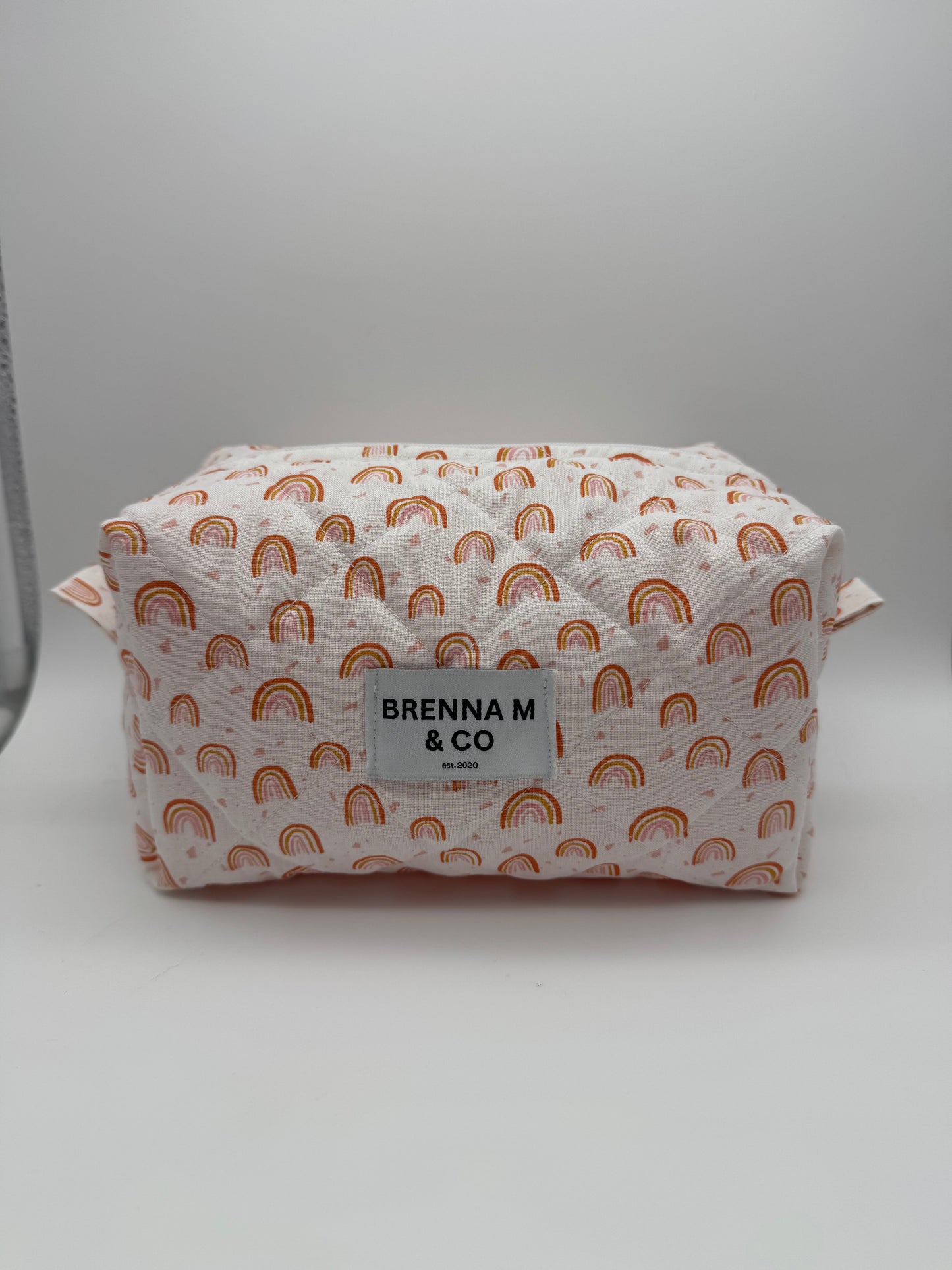 Boho Rainbow Quilted Makeup Bag