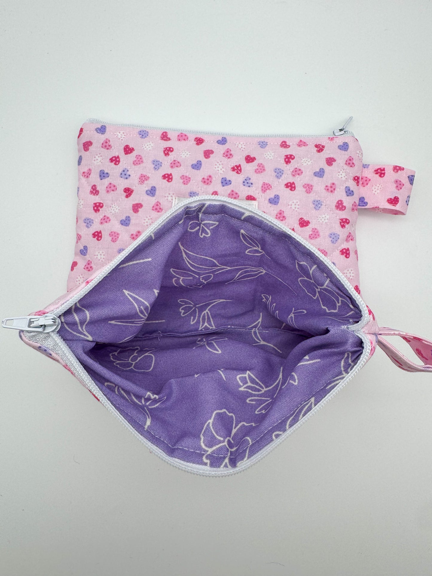 Mini Hearts Quilted Zipper Pouch