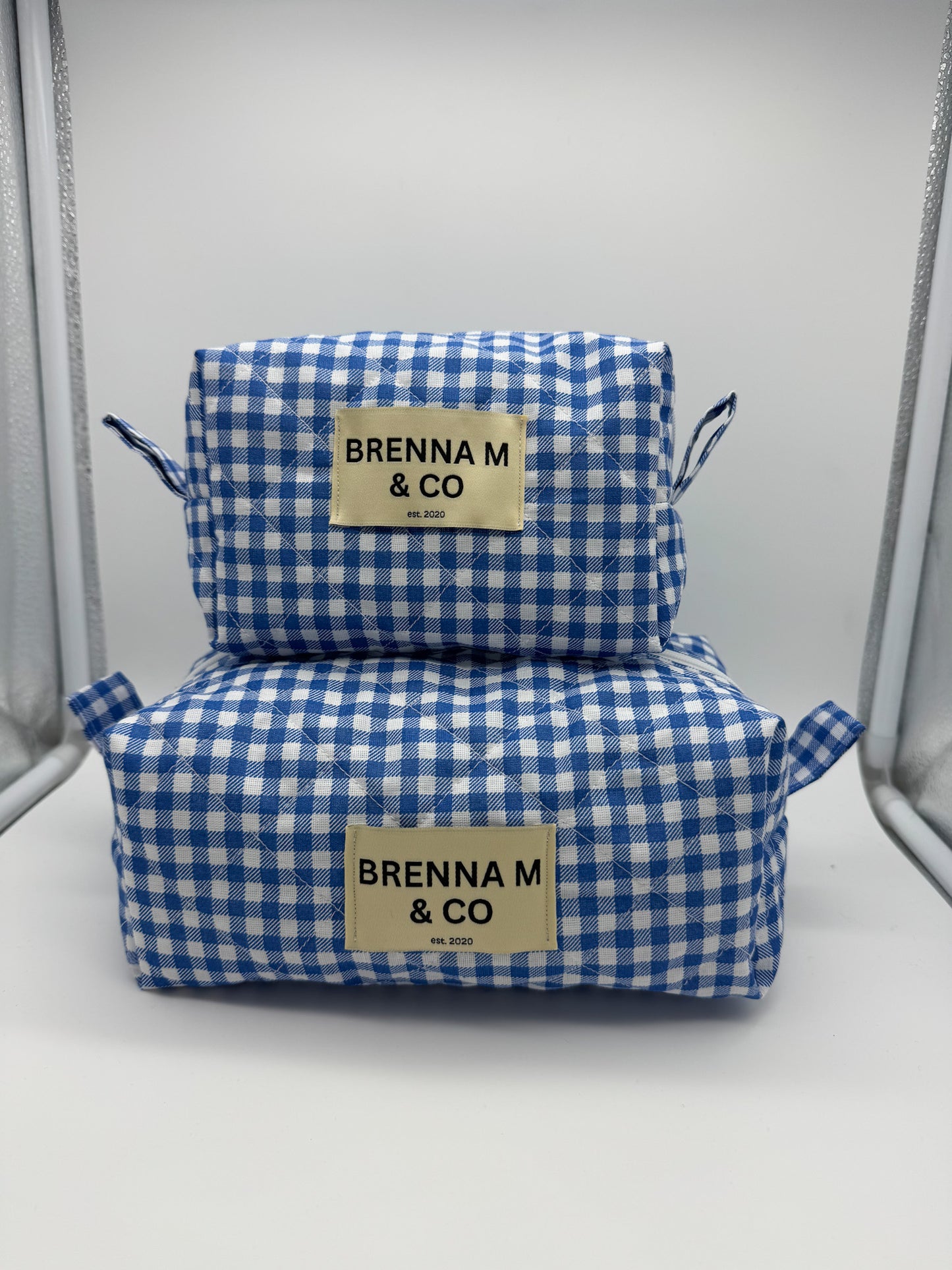 Blue Gingham Quilted Pouch