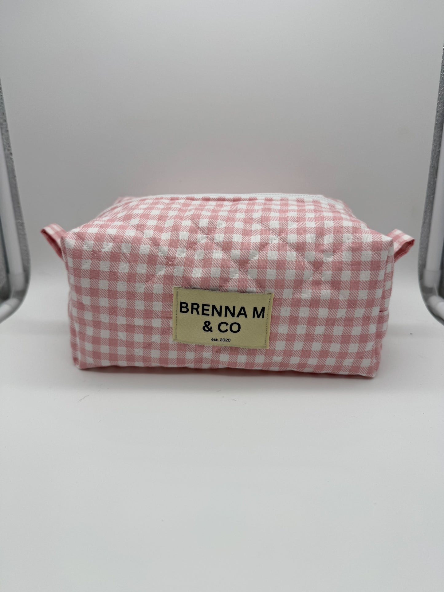 Pink Gingham Quilted Pouch
