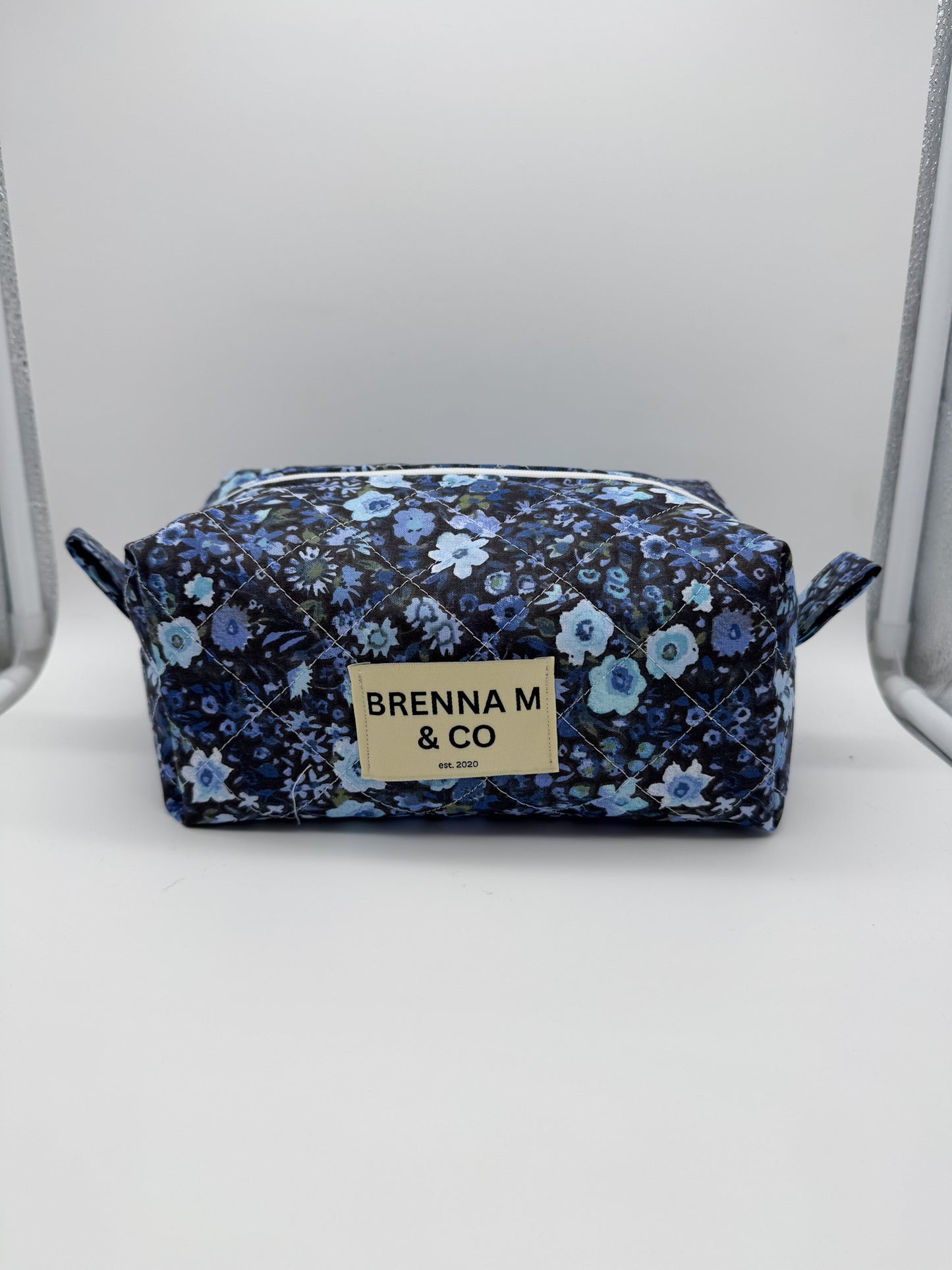 Blue Floral Quilted Pouch