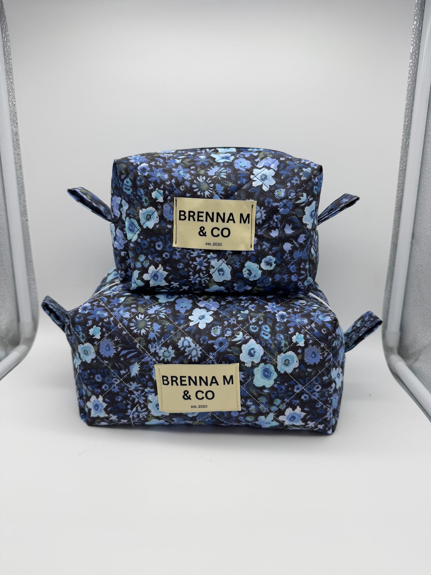 Blue Floral Quilted Pouch