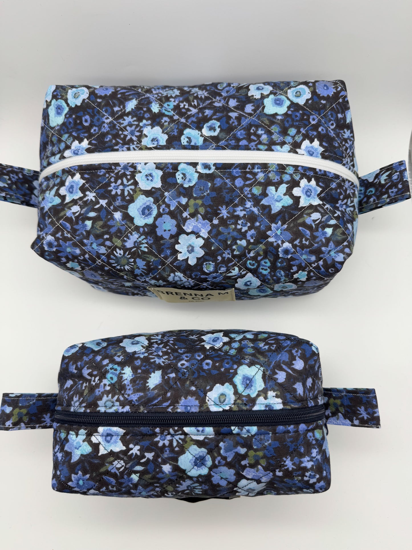 Blue Floral Quilted Pouch