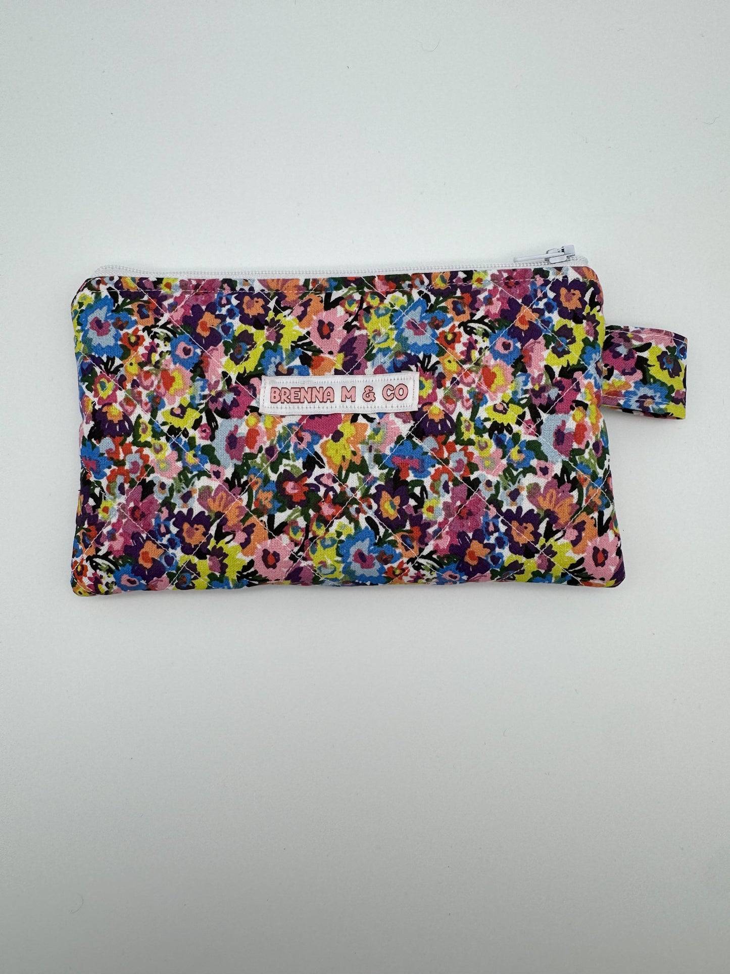 Mini Confetti Flowers Quilted Zipper Pouch