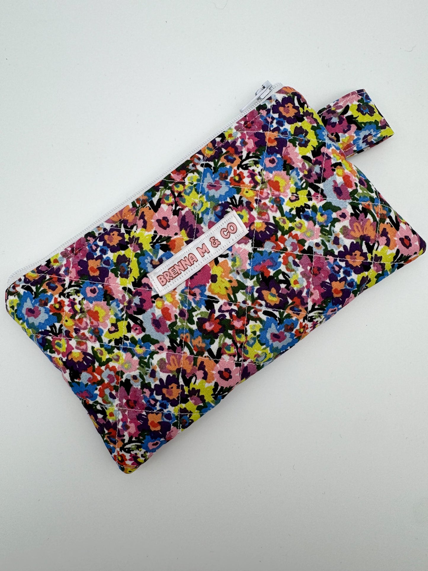 Mini Confetti Flowers Quilted Zipper Pouch
