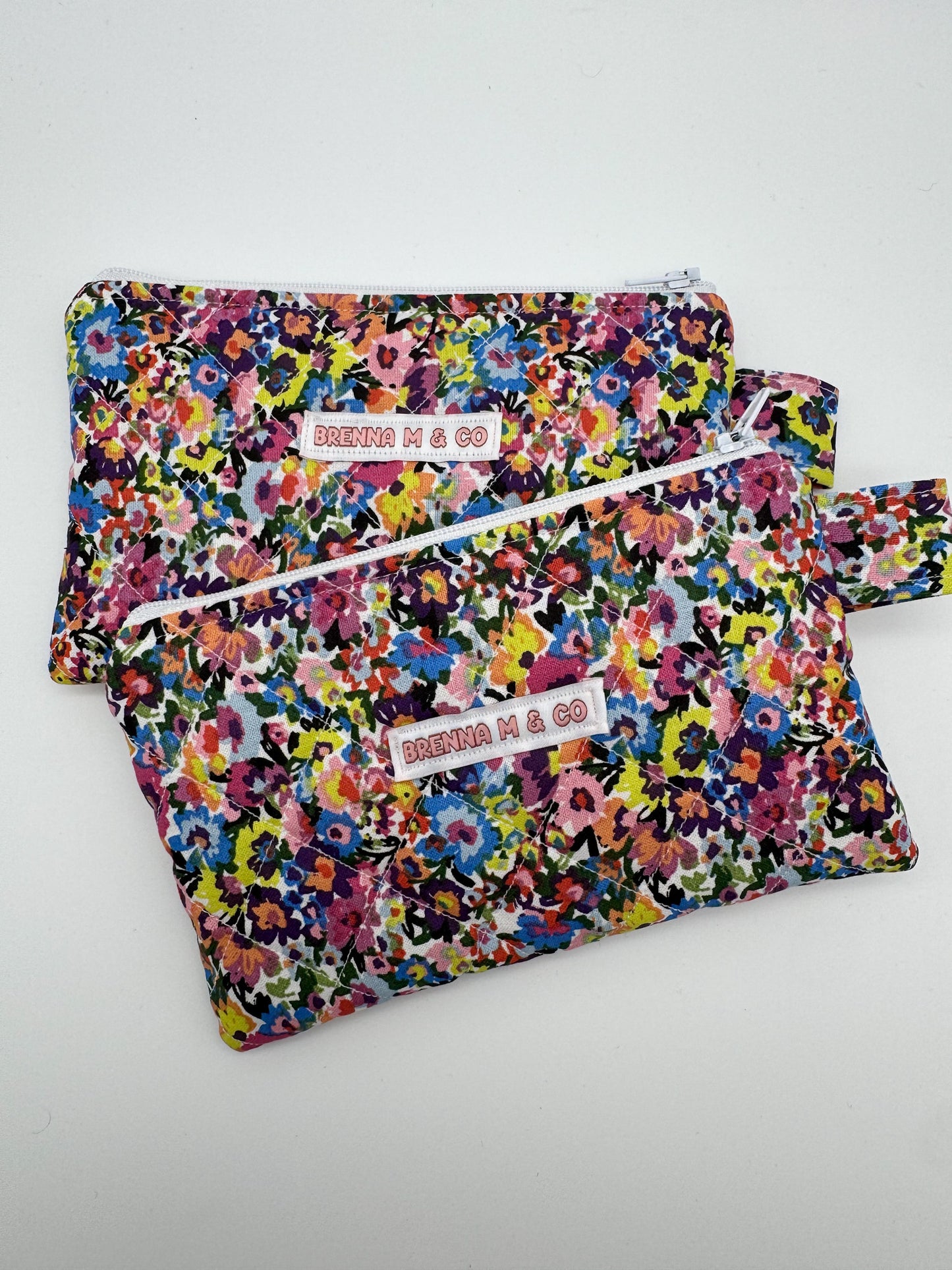 Mini Confetti Flowers Quilted Zipper Pouch
