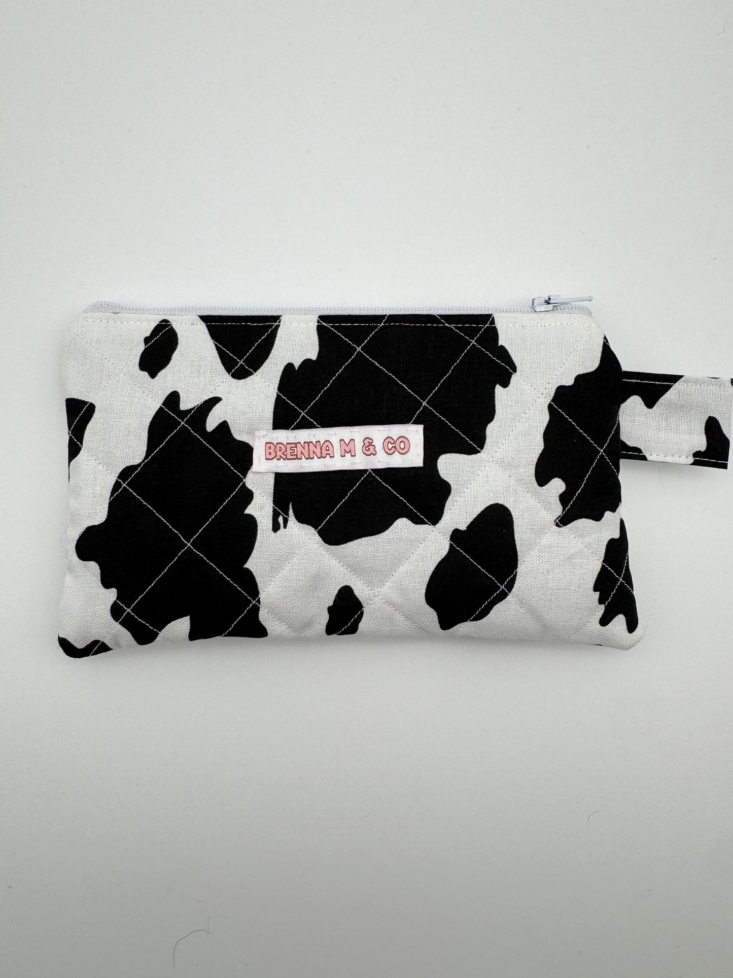 Mini Cow Print Quilted Zipper Pouch