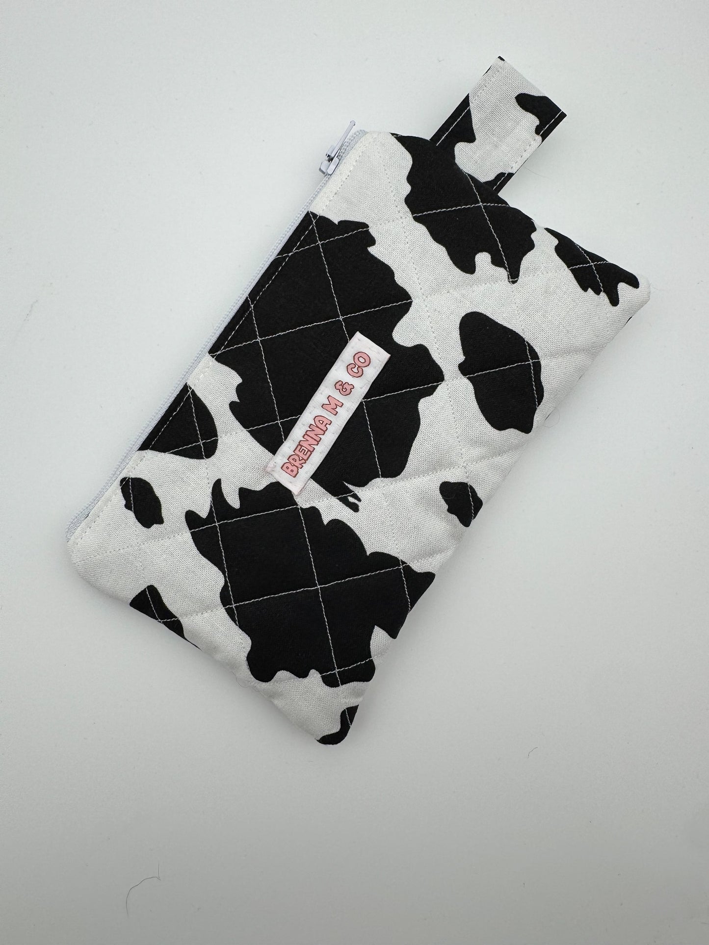 Mini Cow Print Quilted Zipper Pouch