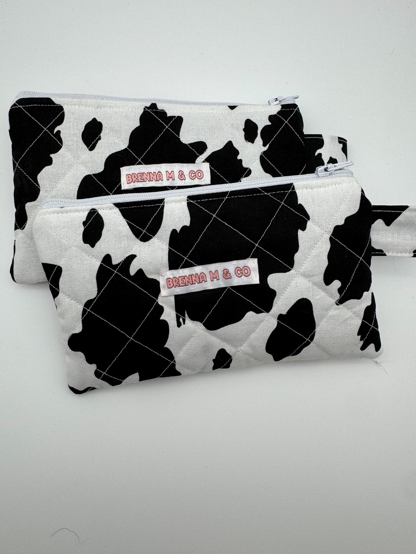 Mini Cow Print Quilted Zipper Pouch