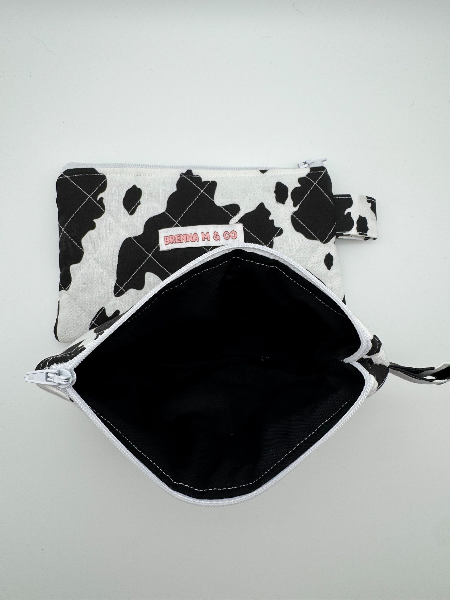Mini Cow Print Quilted Zipper Pouch