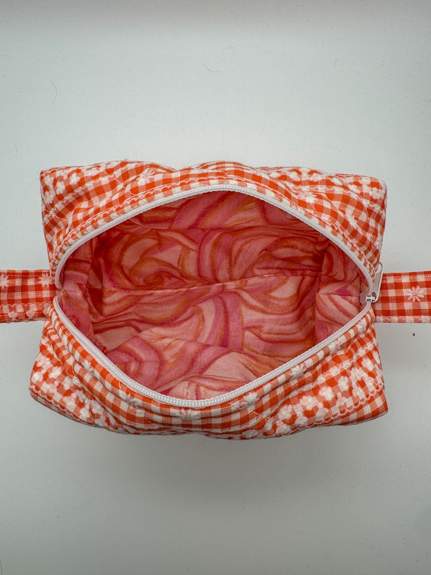 Lacey Orange Daisy Quilted Pouch