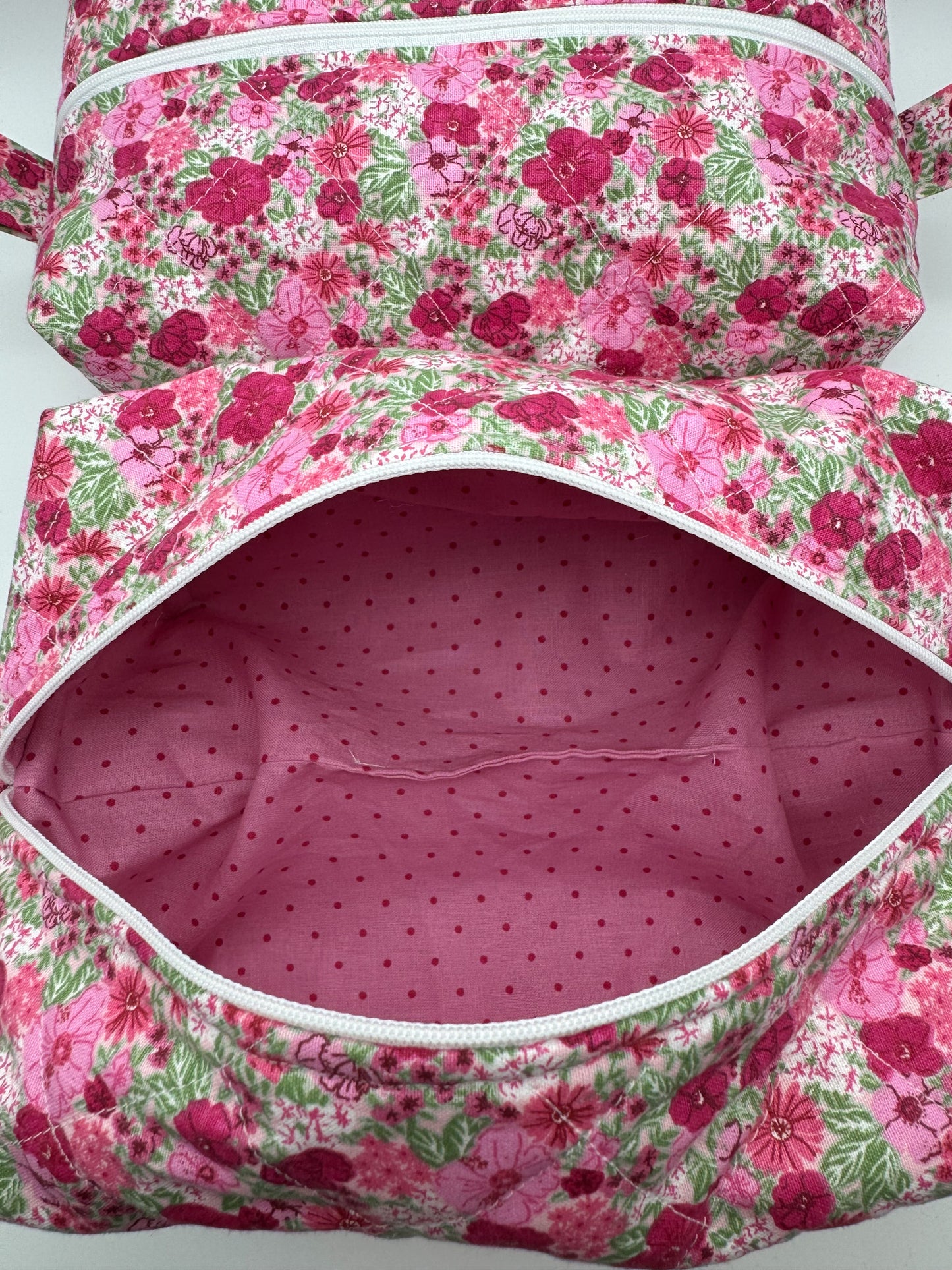 Pink Floral Quilted Pouch