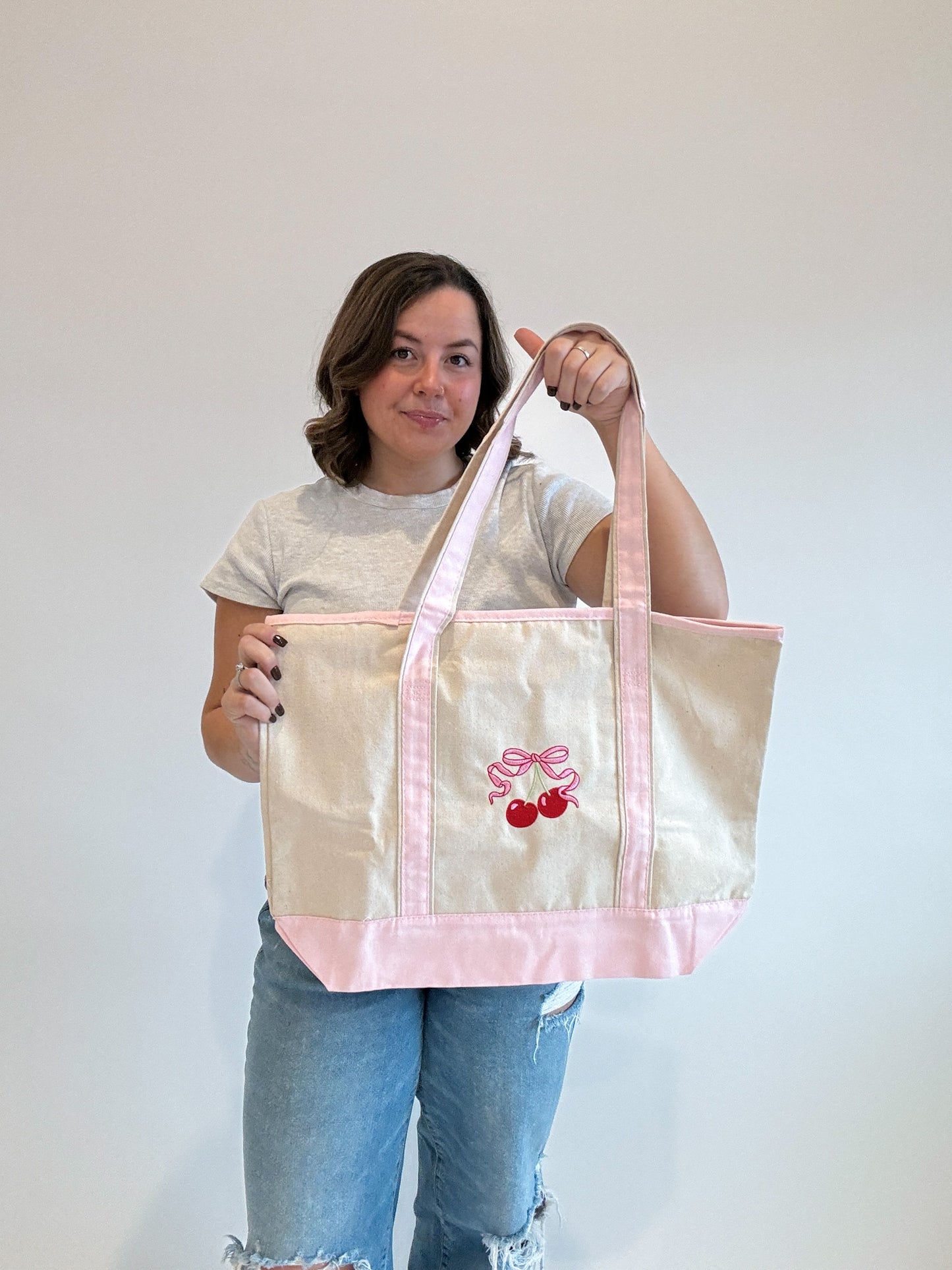 Bow Cherry Pink Tote Bag