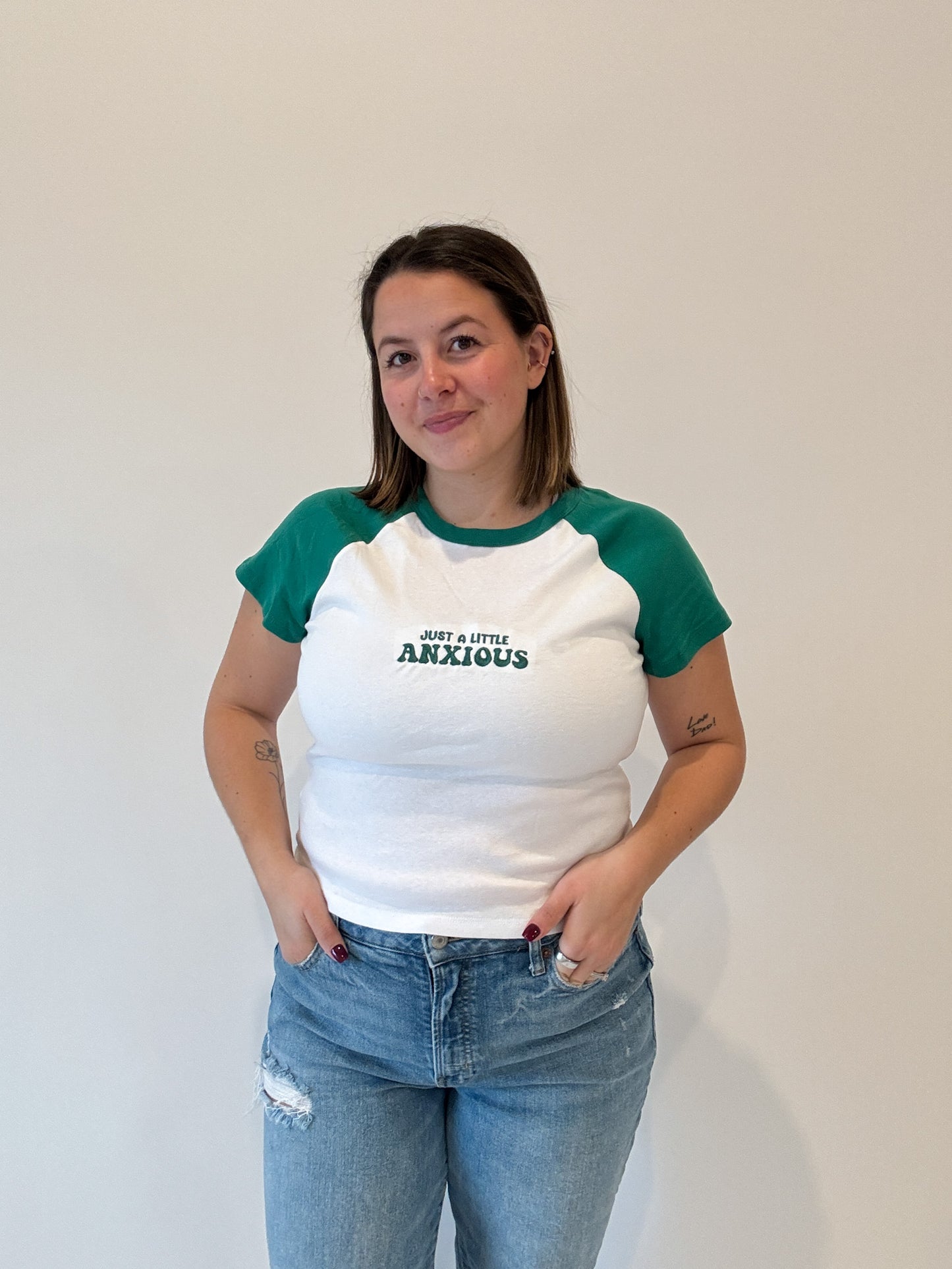 Just a Little Anxious Embroidered Baby Tee