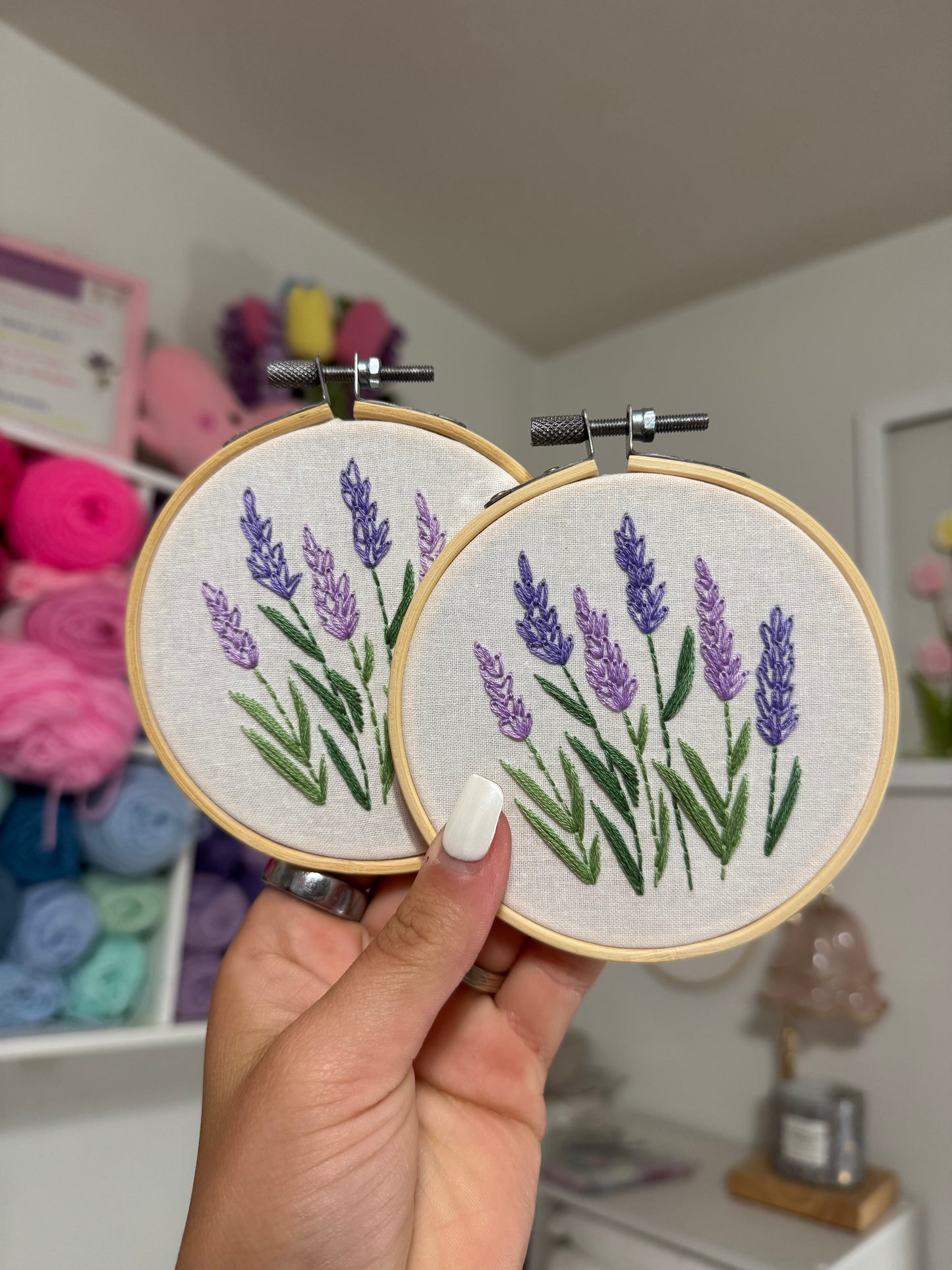 Multicolor Lavender Embroidered Hoops
