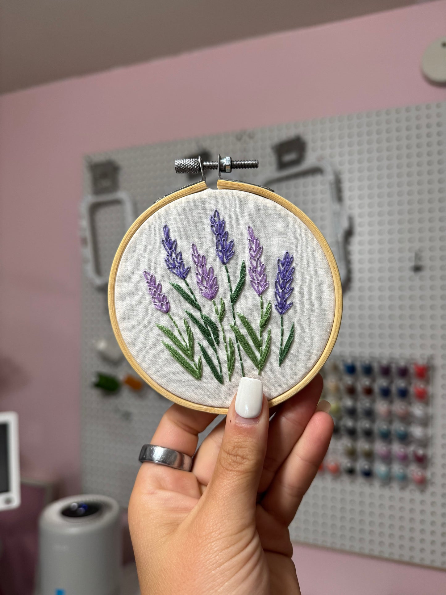 Multicolor Lavender Embroidered Hoops
