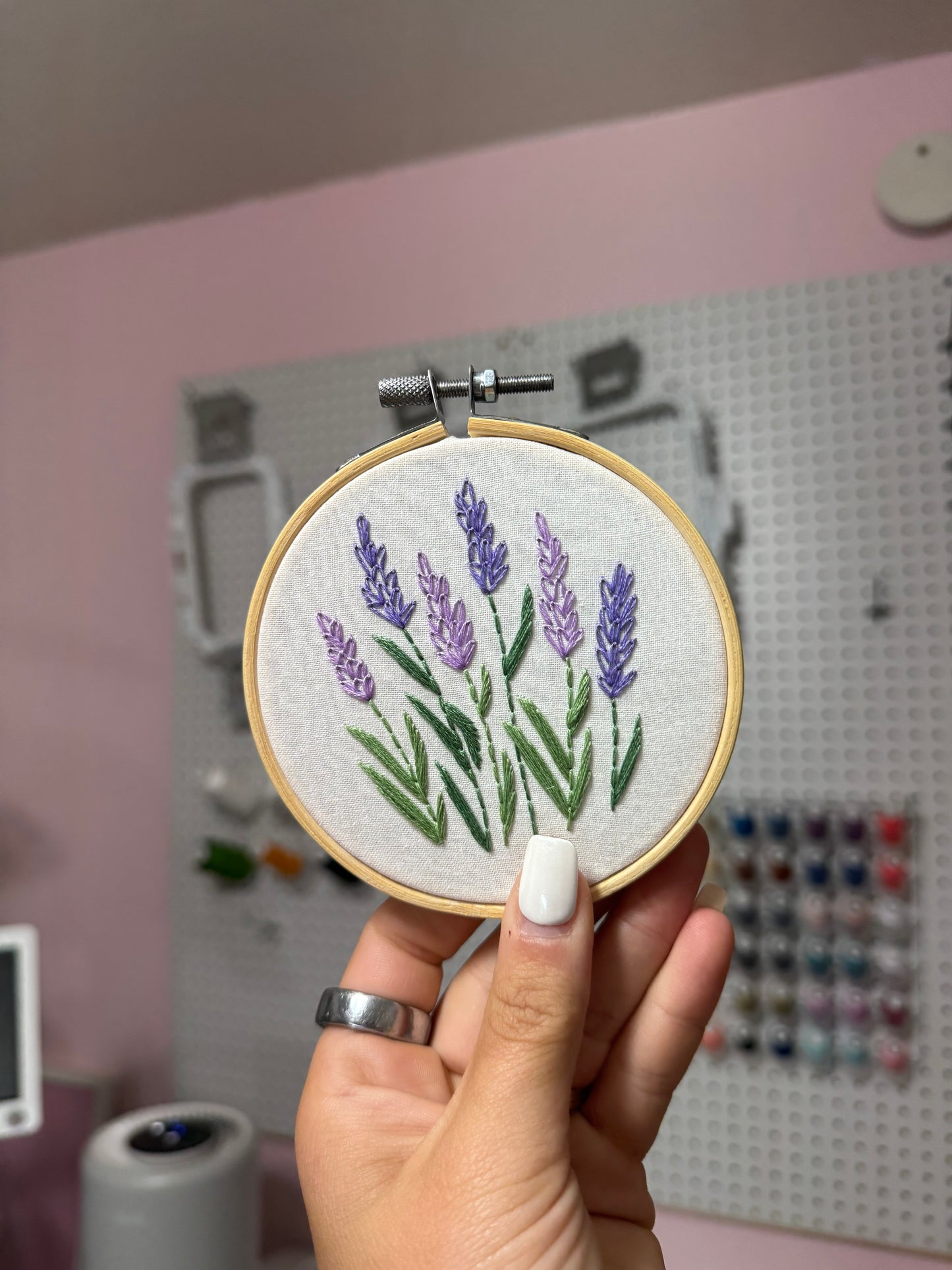 Multicolor Lavender Embroidered Hoops