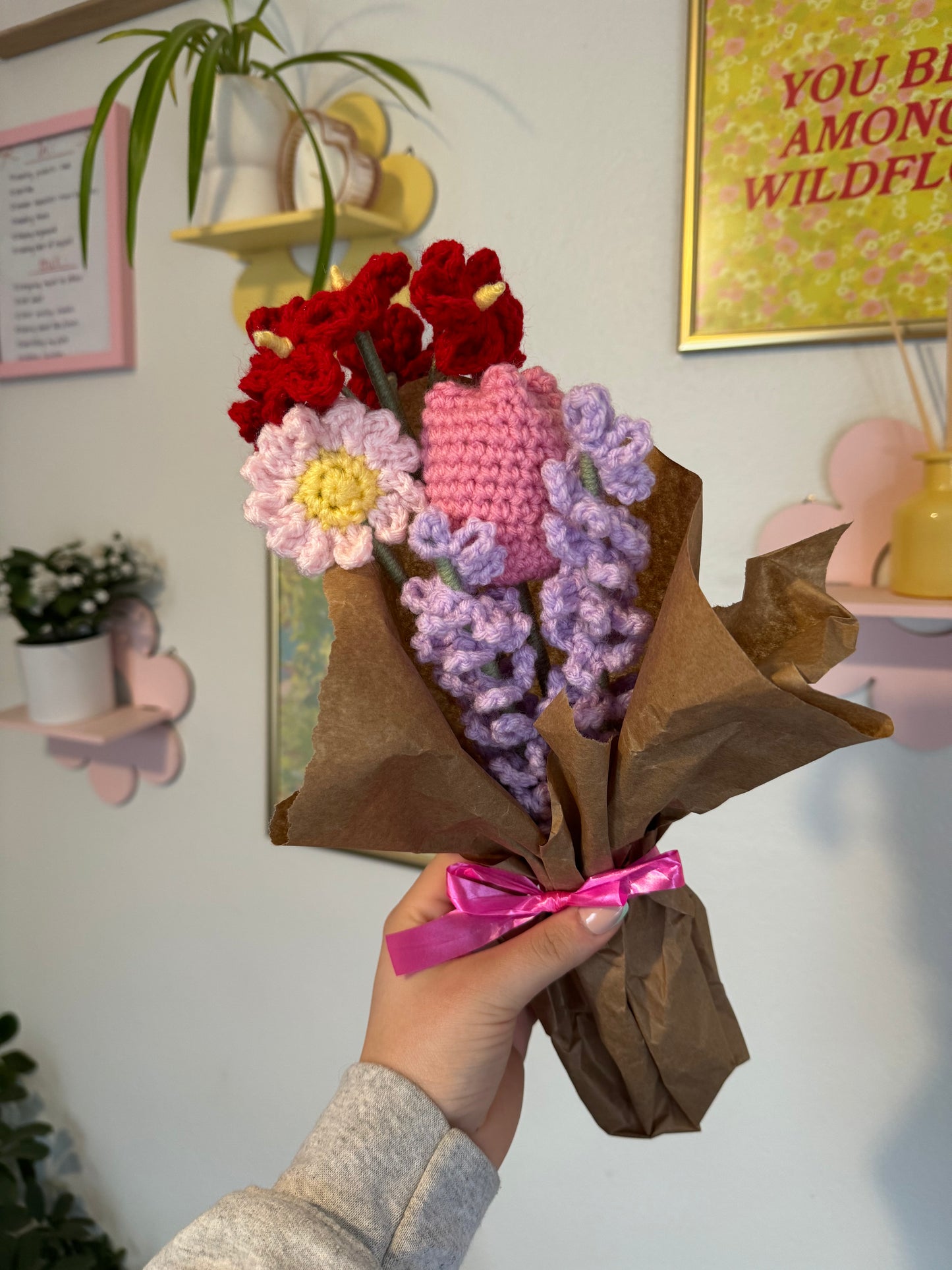 Crochet Pink Tulip Flower