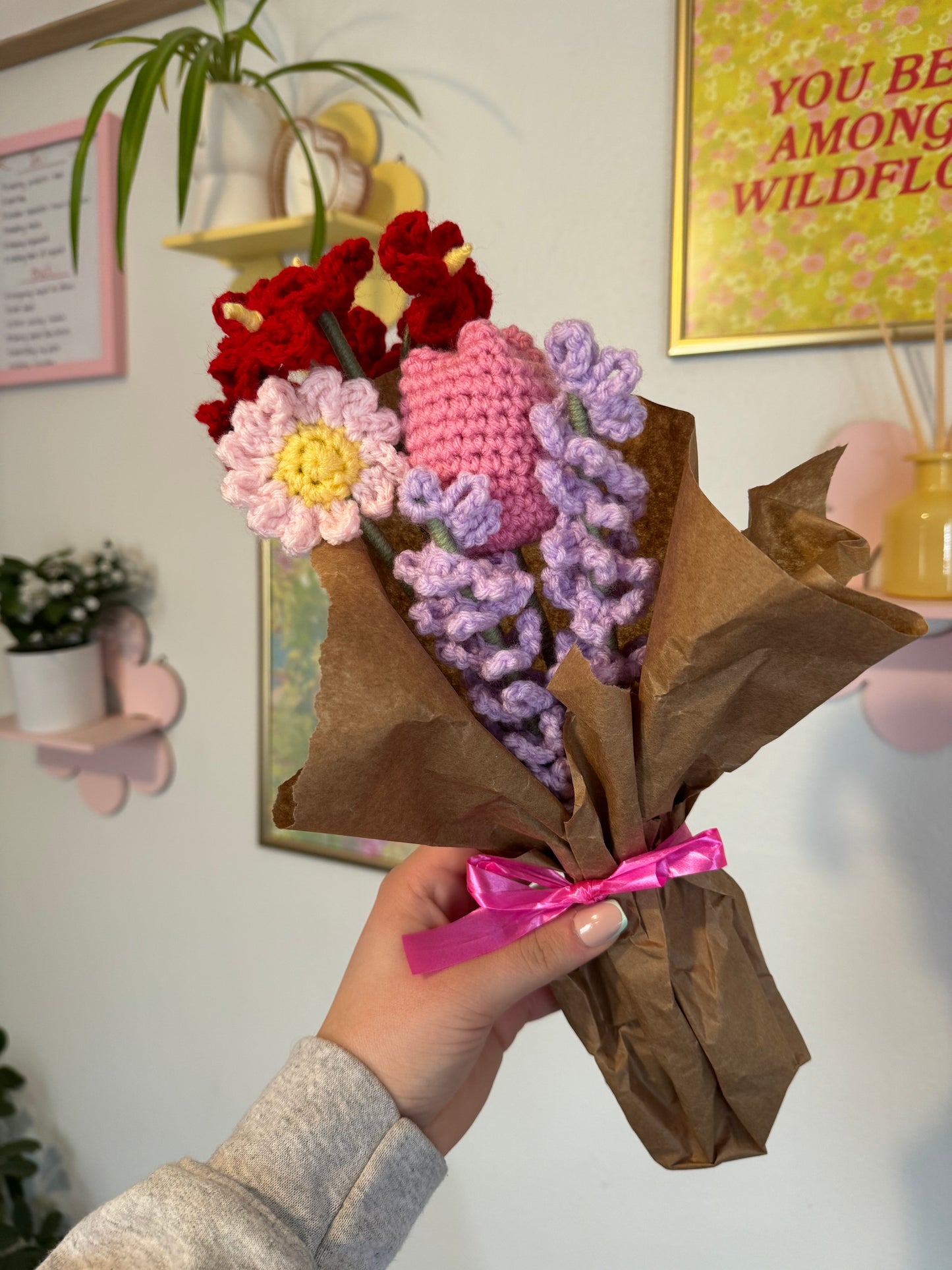 Crochet Pink Daisy Flower