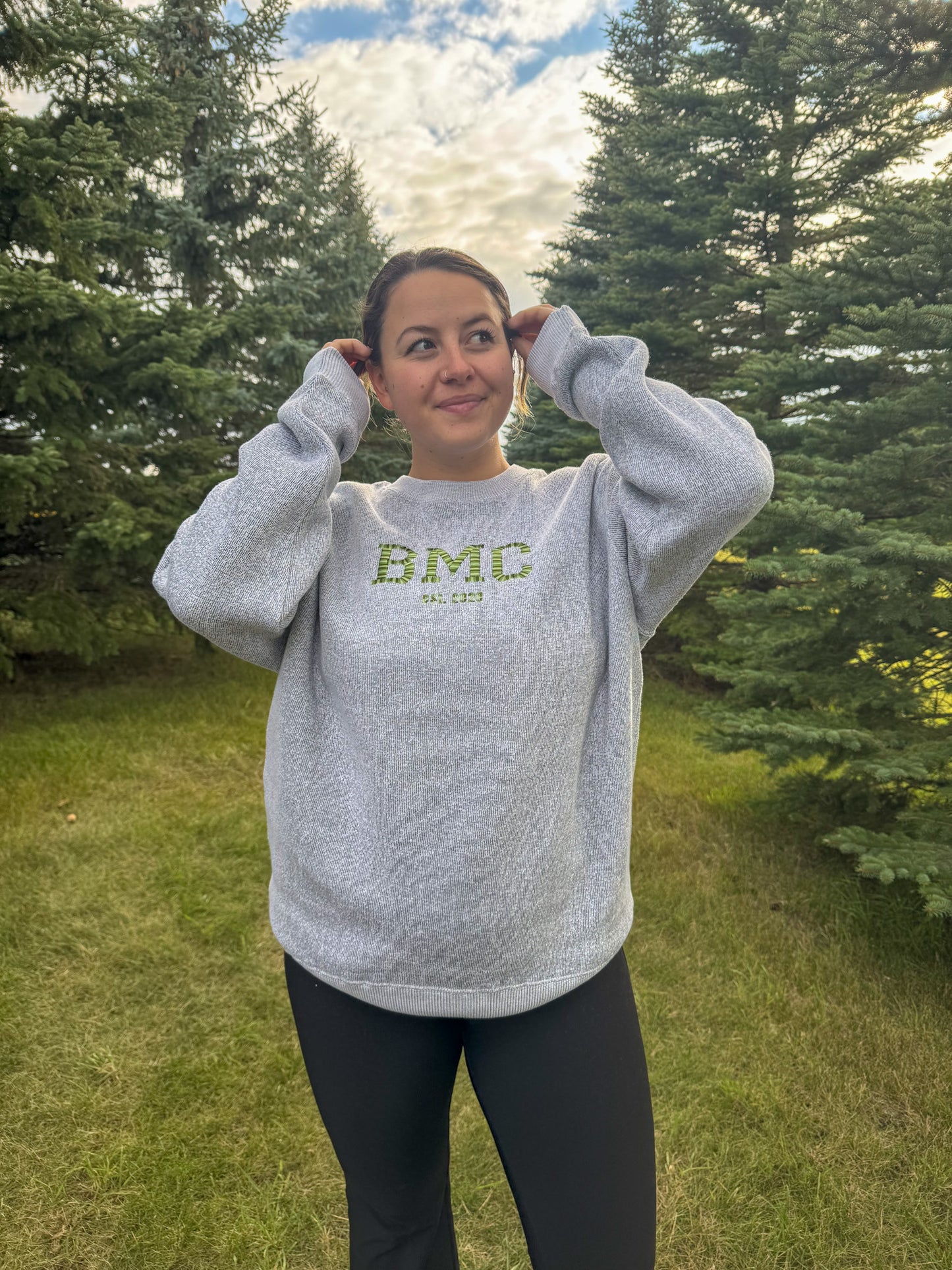 Salt & Pepper Embroidered BMC Crewneck