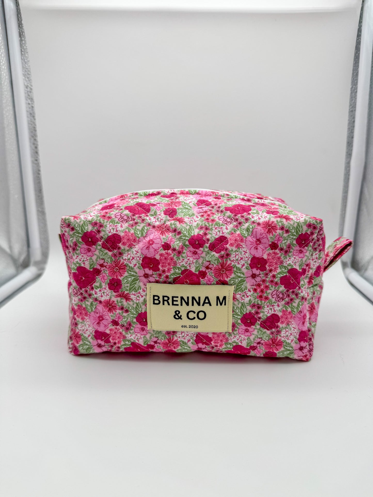Pink Floral Quilted Pouch