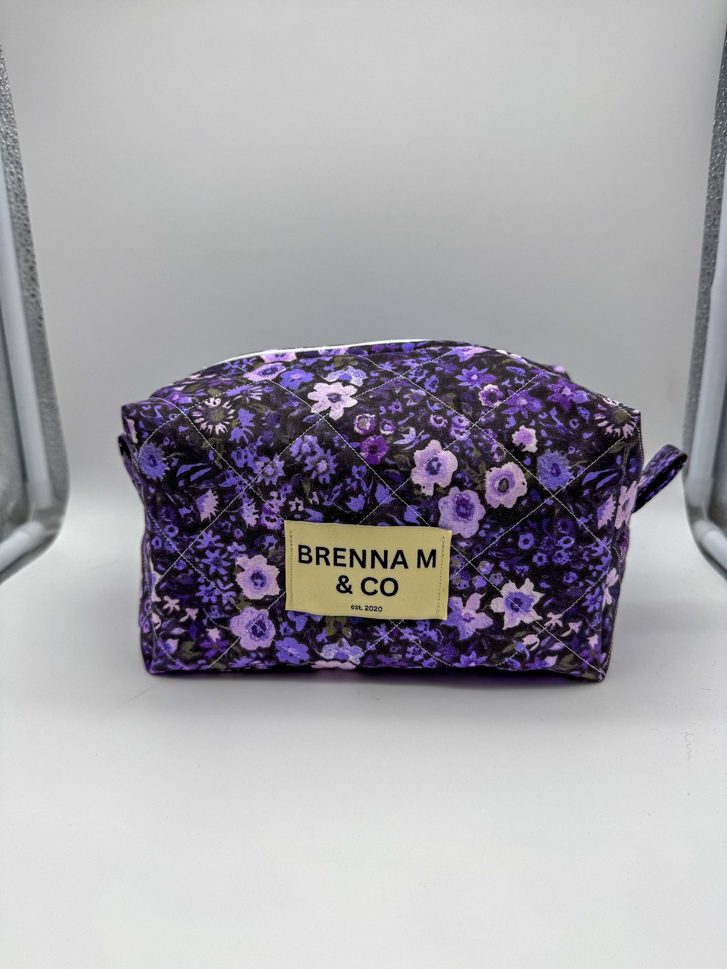 Purple Floral Quilted Pouch