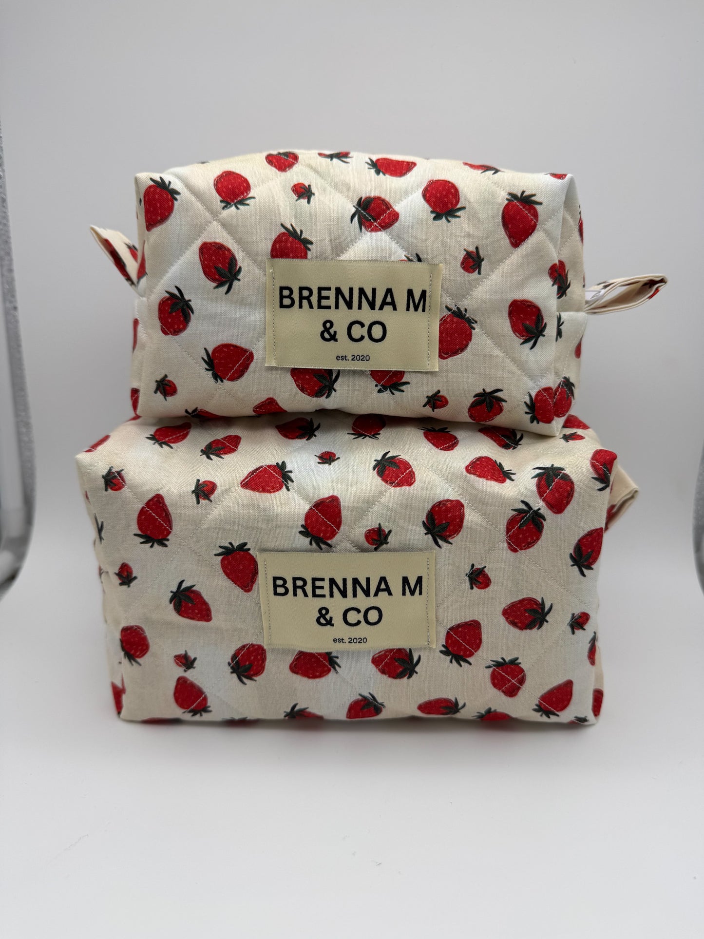 Strawberries & Cream Quilted Pouch