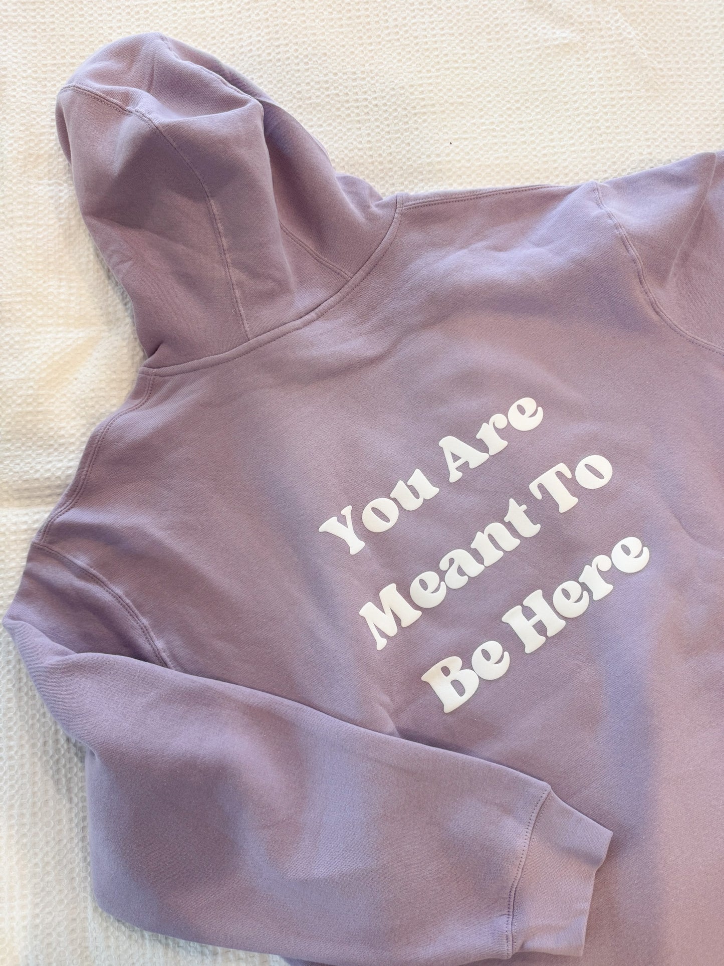 Lilac You Are Meant To Be Here Puff Ink Hoodie