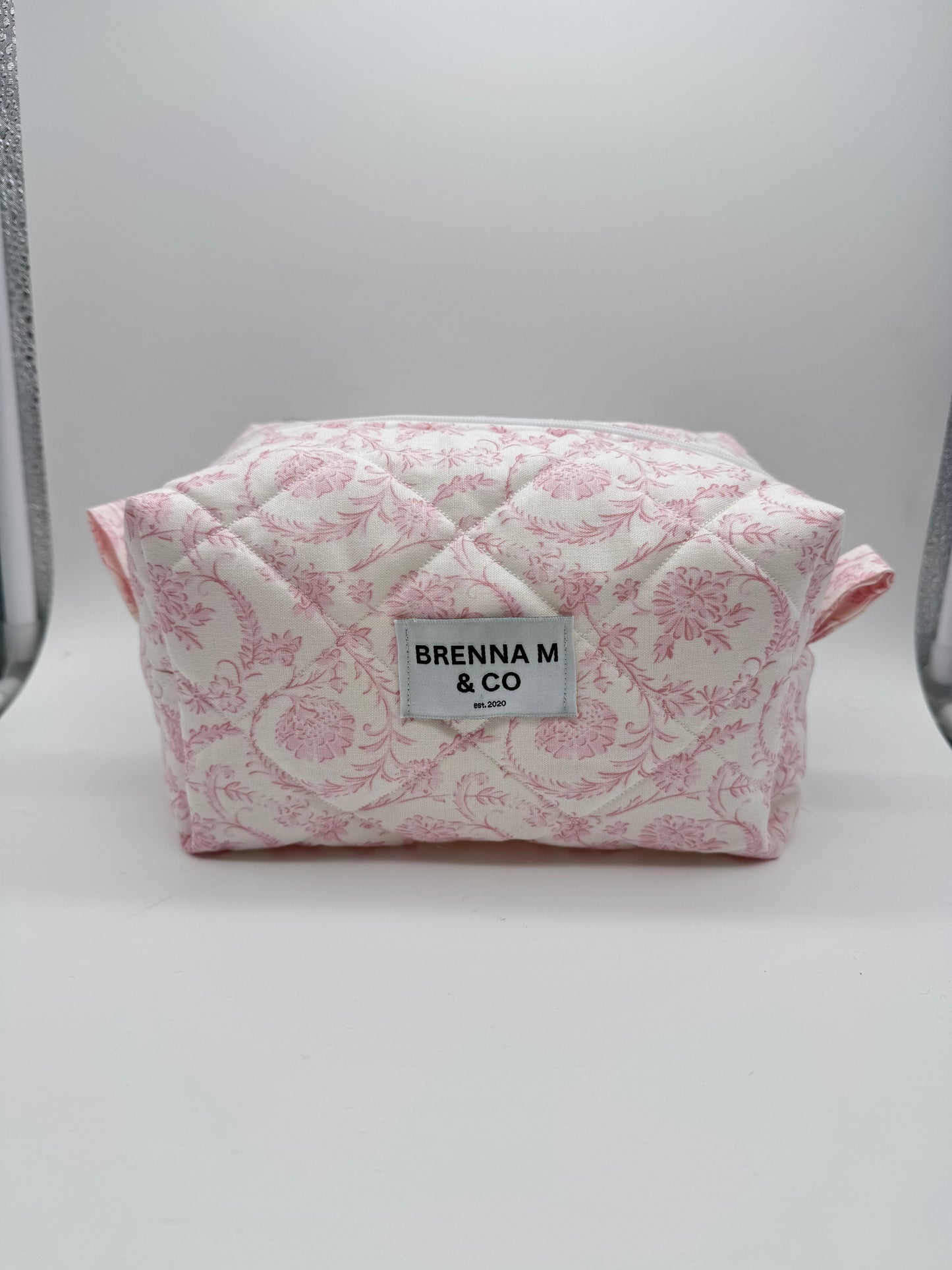 Vintage Pink Quilted Makeup Bag