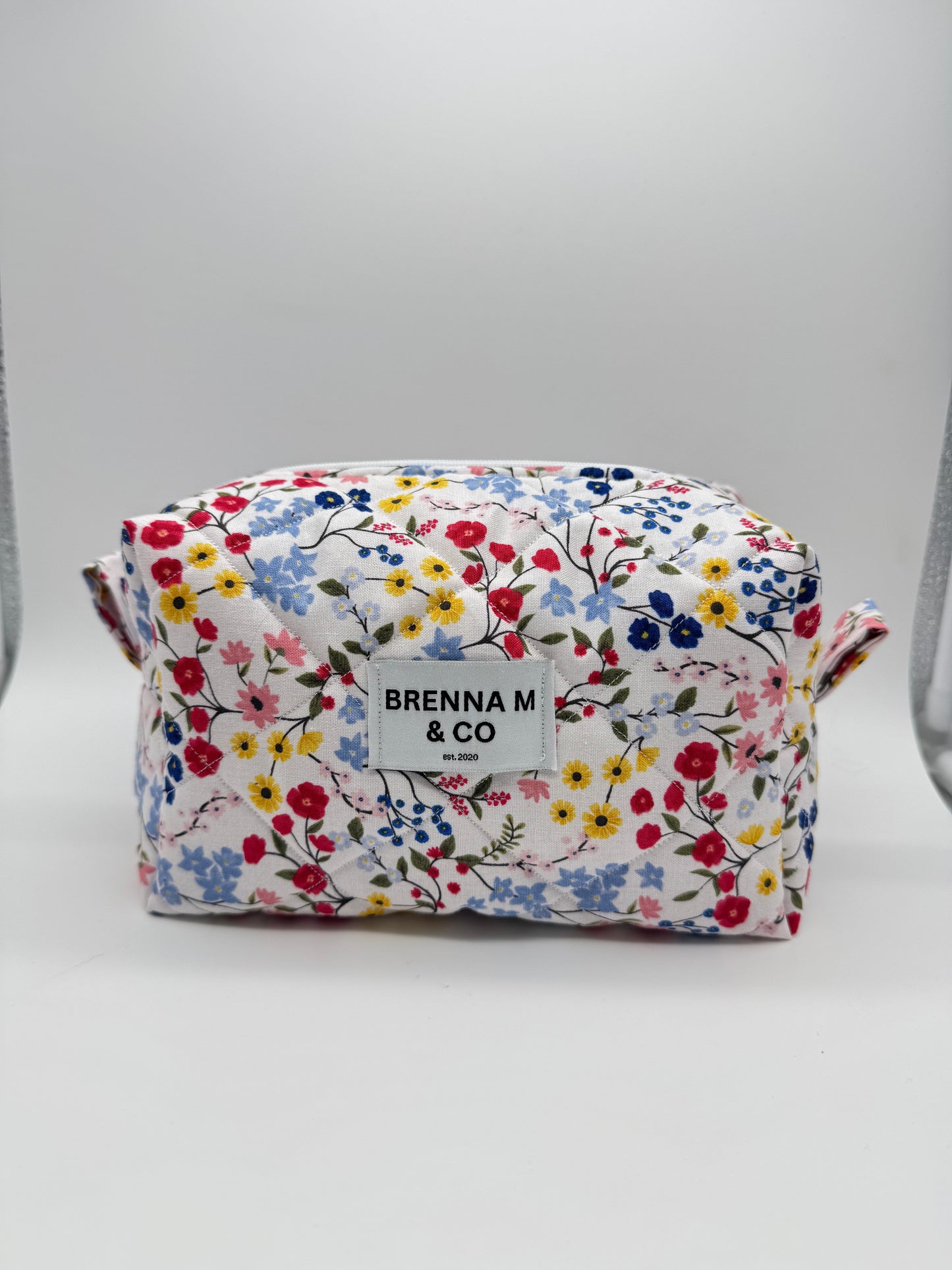 Spring Floral Quilted Makeup Bag