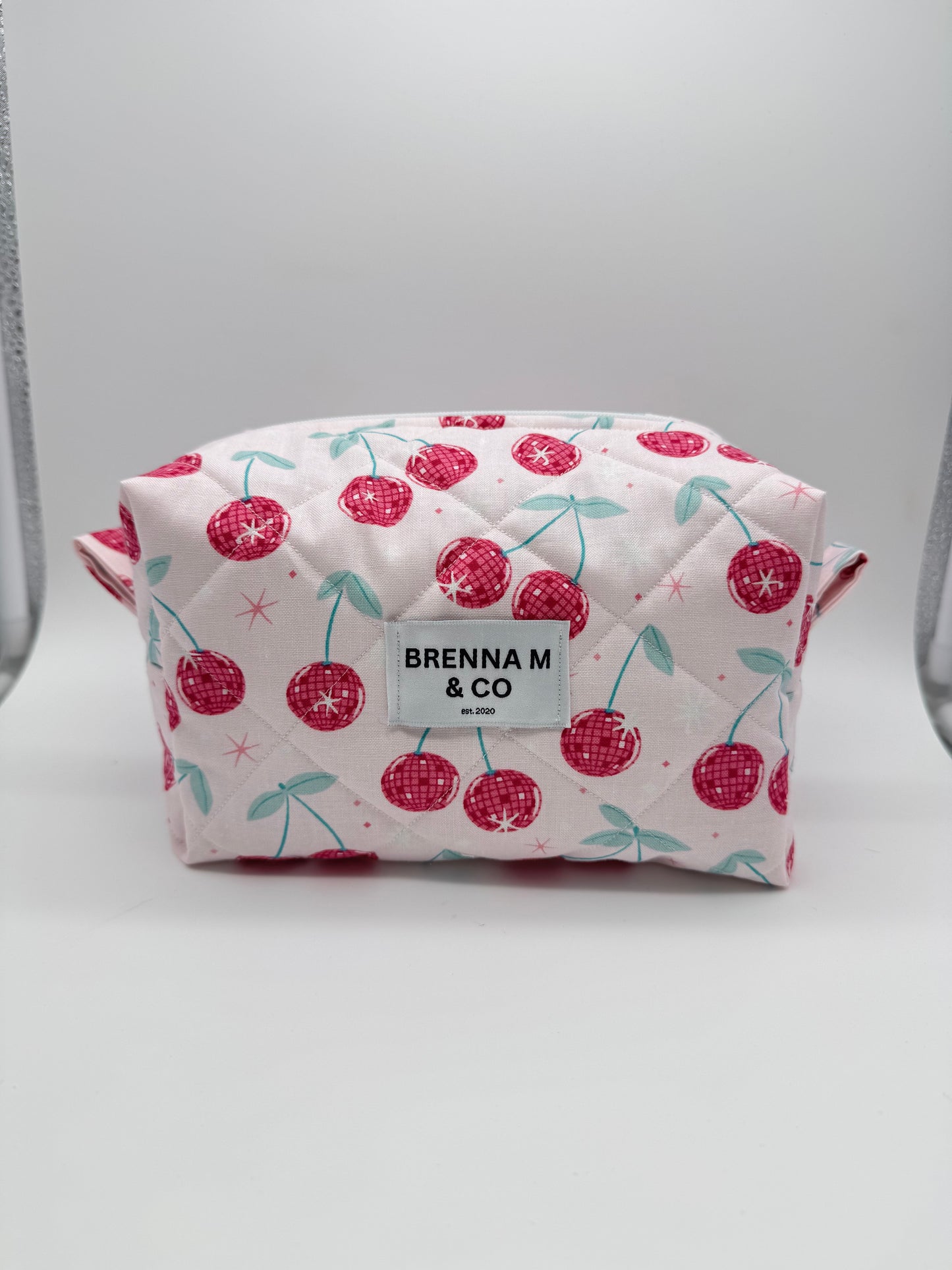 Disco Cherry Quilted Makeup Bag