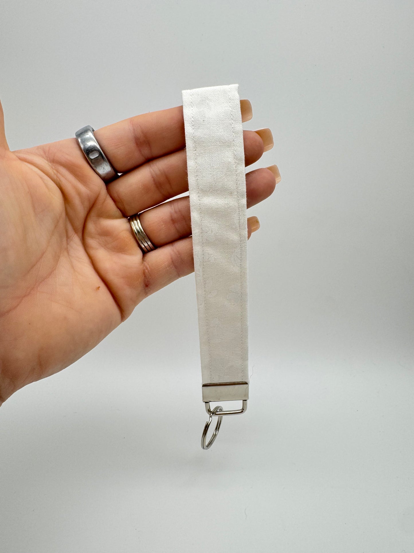 White Leaf Keychain Wristlet