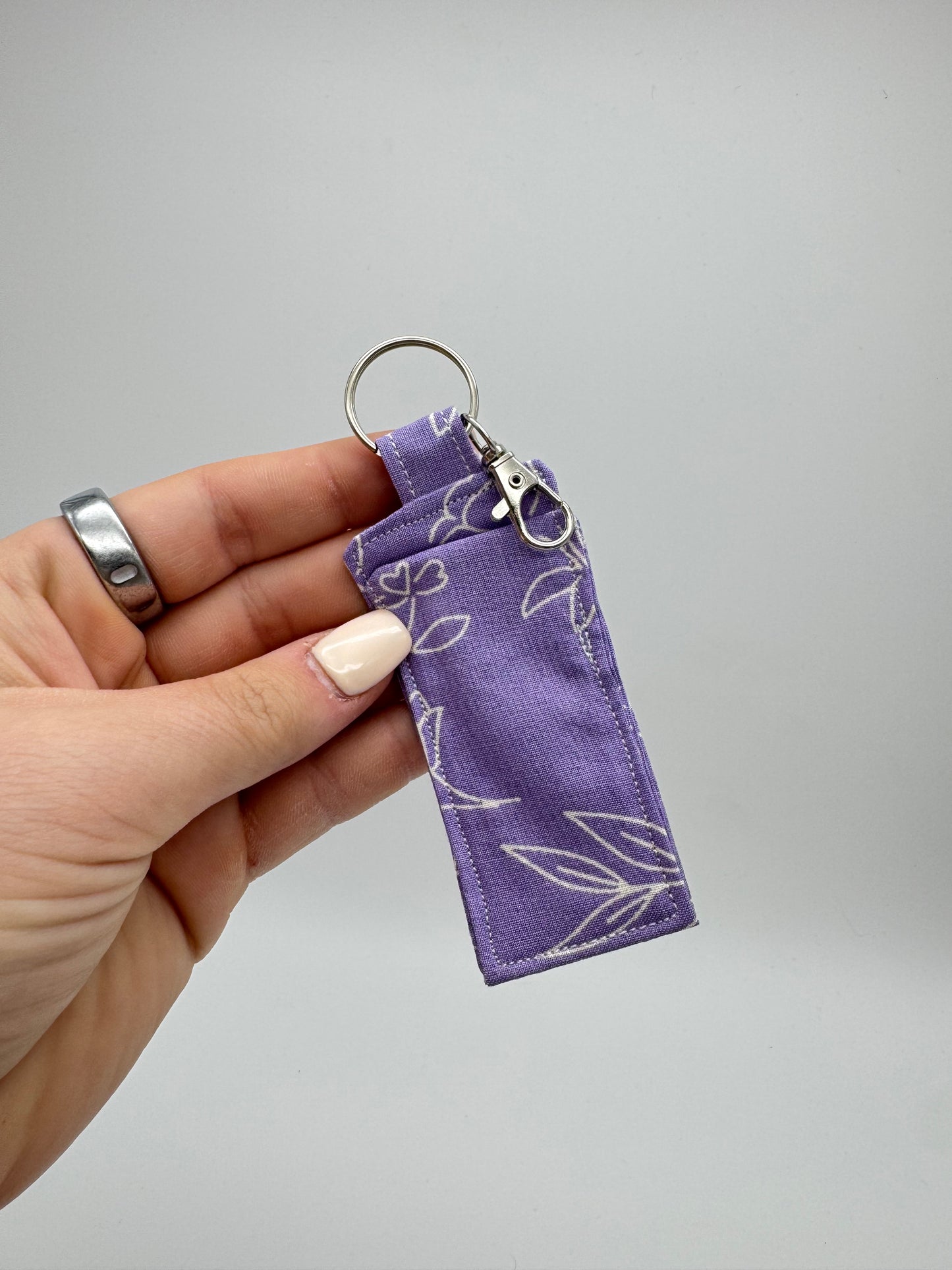 Purple & White Flowers Lip Balm Holder
