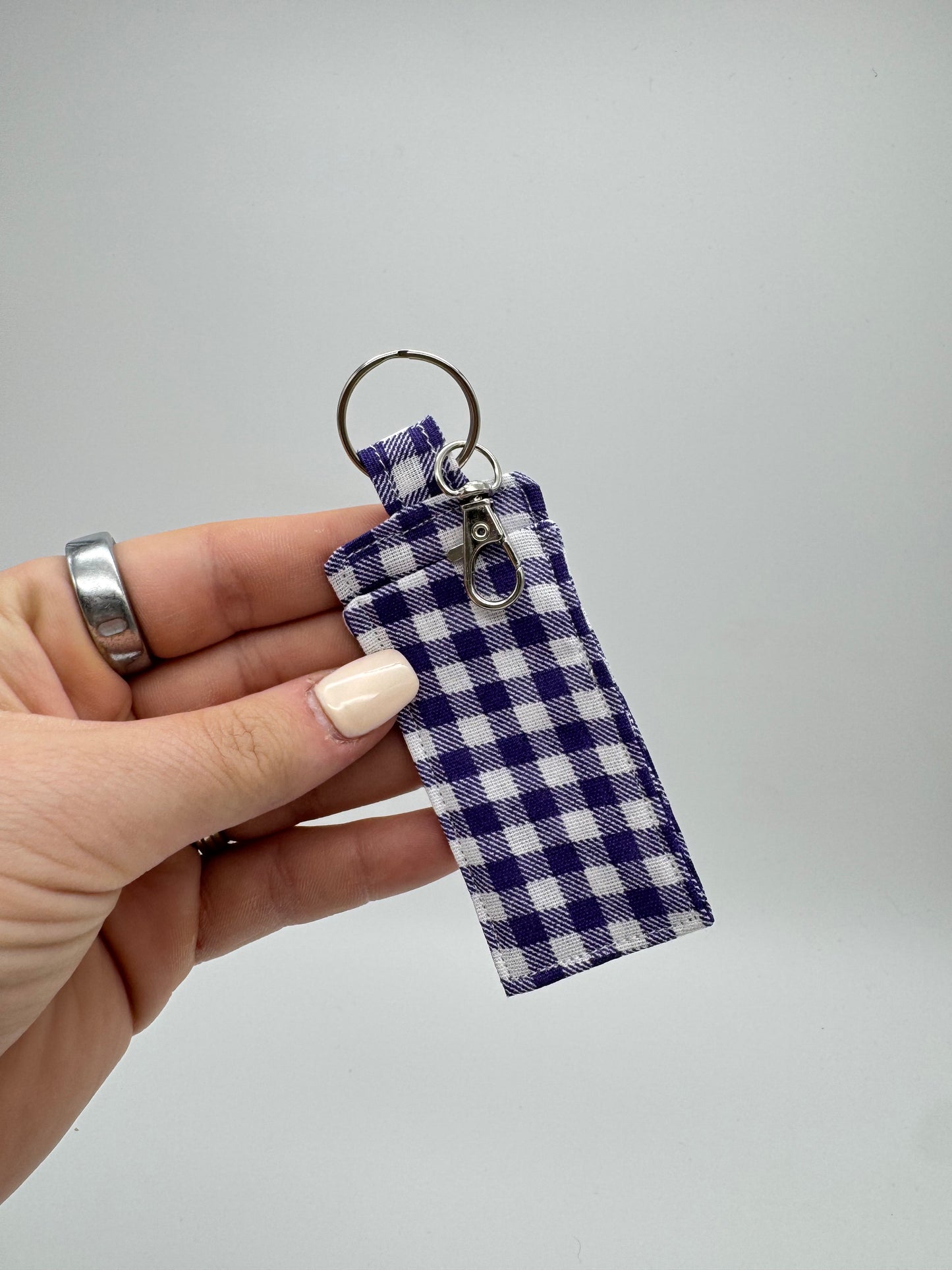 Purple Gingham Lip Balm Holder