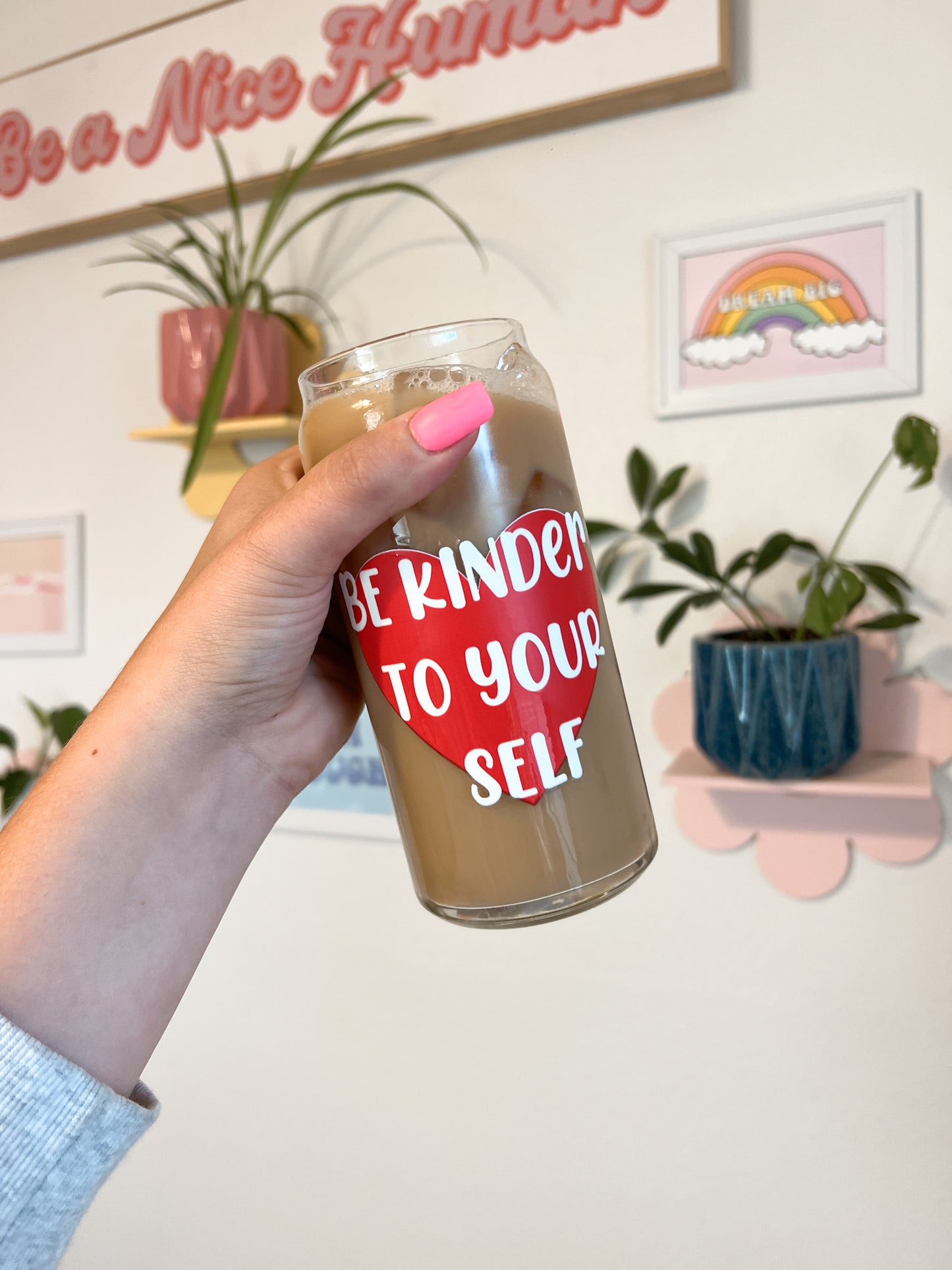 20oz Be Kinder Beer Can Glass