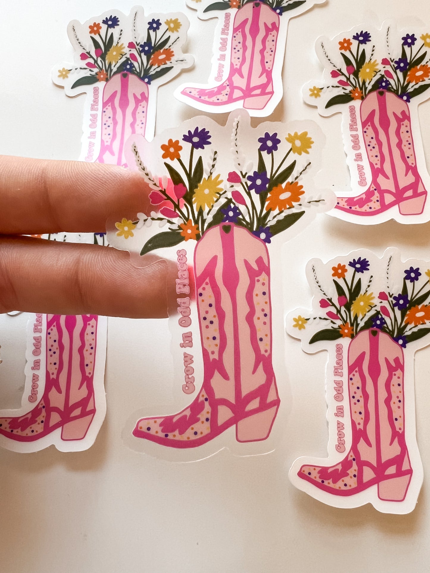 CLEAR Grow in Odd Places Boot Sticker