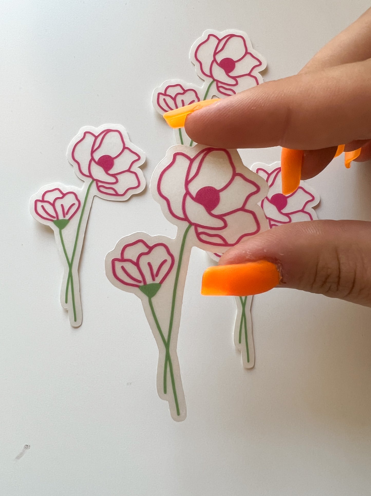 CLEAR Poppy Flower Sticker