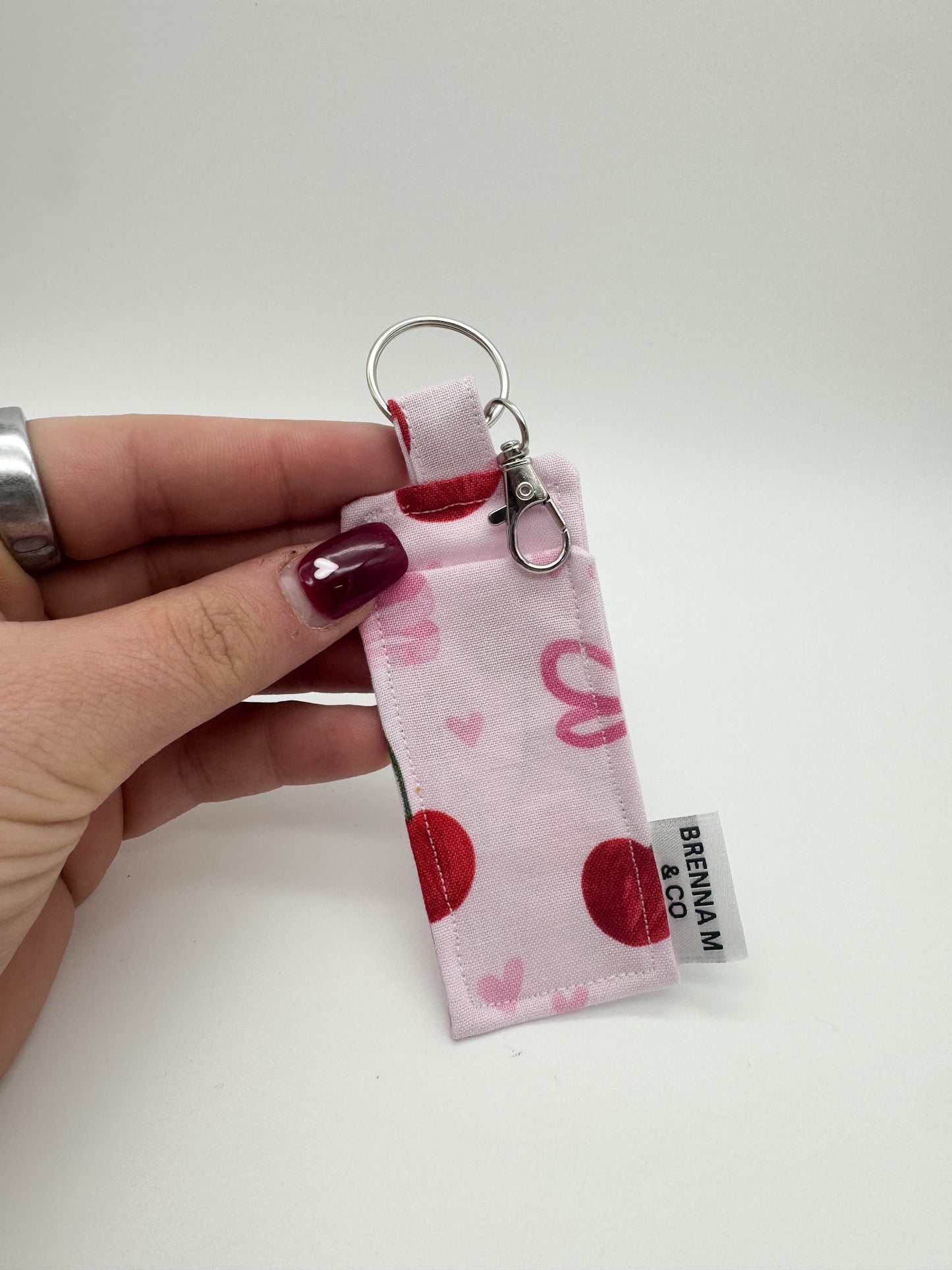 Pink Cherry Bow Lip Balm Holder