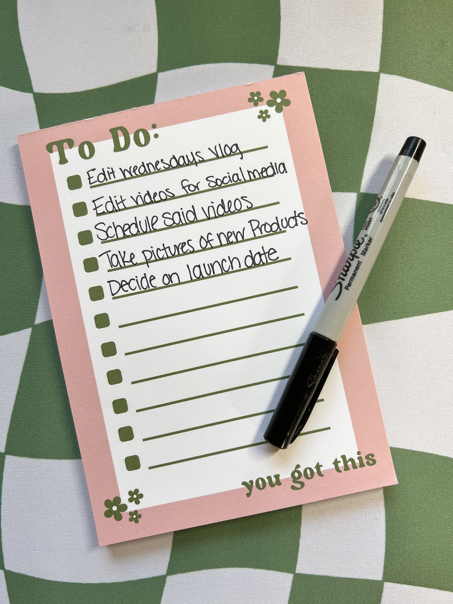5x7 Pink & Green To-Do List
