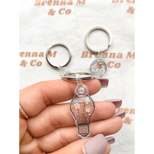 Mini Poppy Flower Light Bulb Keychain