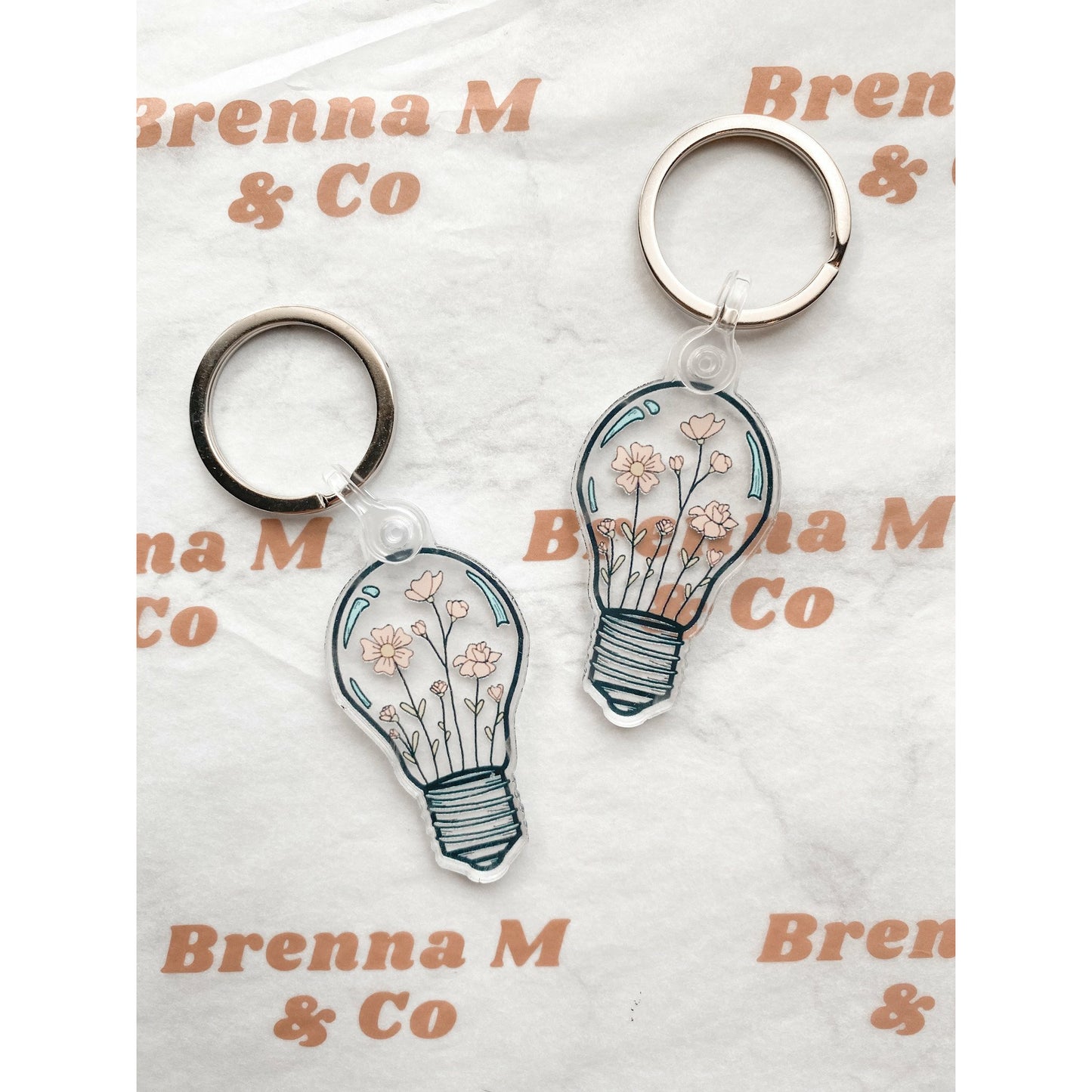 Poppy Flower Light Bulb Keychain