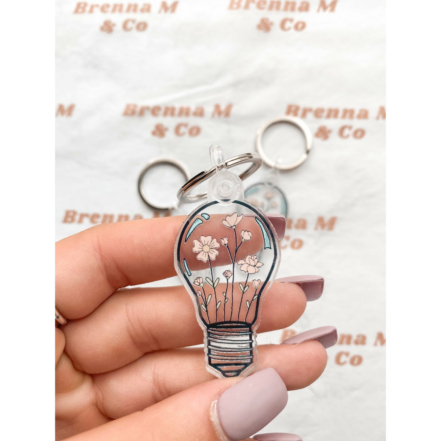Poppy Flower Light Bulb Keychain