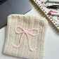 Pink Bow Crochet Zipper Pouch