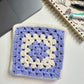 Purple & Cream Crochet Zipper Pouch