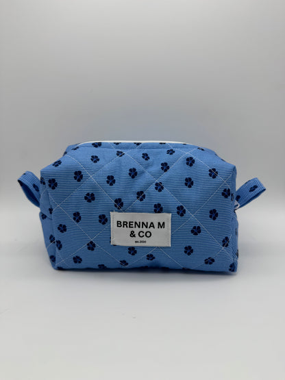 Blue Meadow Quilted Makeup Bag