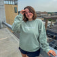 Overstimulated Embroidered Sage Midweight Crewneck