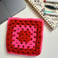 Red & Pink Crochet Zipper Pouch