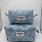 Blue Hydrangea Quilted Makeup Bag